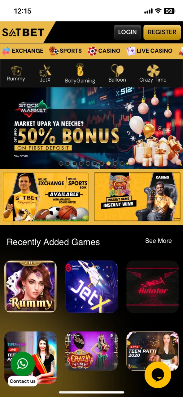 Enter SatBet casino in the search bar.